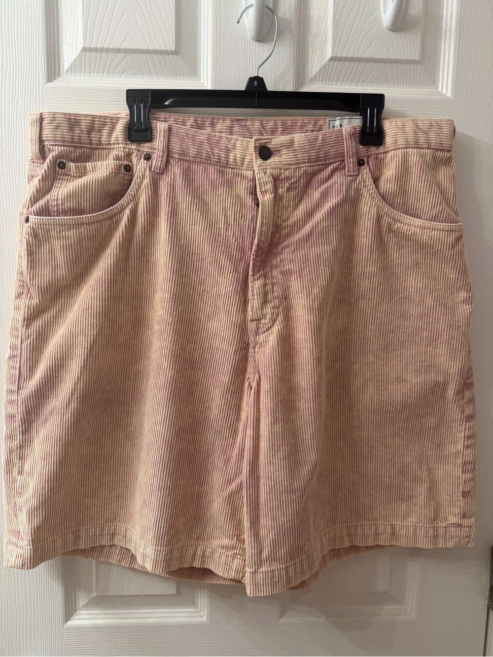 GAP Soft Pink Corduroy Shorts Flat Front Size 38 Distressed